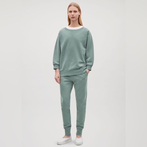 COS Matching Sweatshirt & Jogger Set – M/L, Faded Sage Green, Cotton, Loungewear - Picture 1 of 16